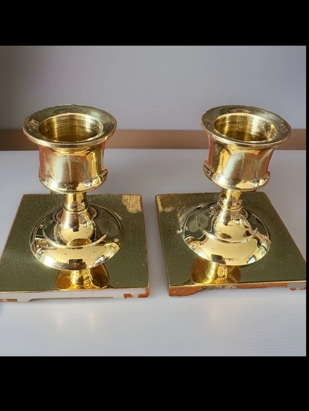 PartyLite Copley Pair Brass Candlestick Polished Gold Traditional Small P0225